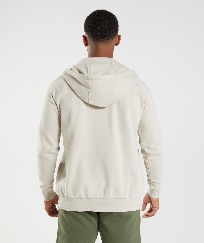 Men's Gymshark Crest Zip Up Hoodie Light Grey | CA N0876D